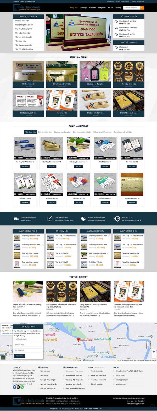 Theme wordpress mẫu website bán thẻ nhân viên biển chức danh chức vụ