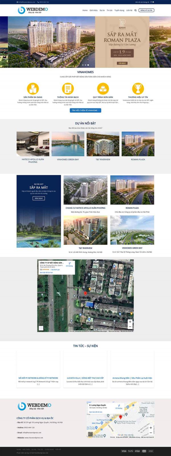 Mẫu website bán dự án bất động sản nhà đất