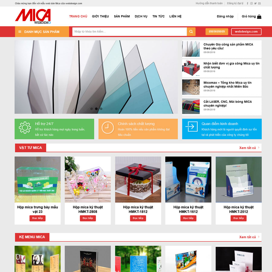 Theme WordPress Website Bán Mica - Văn Phòng Phẩm