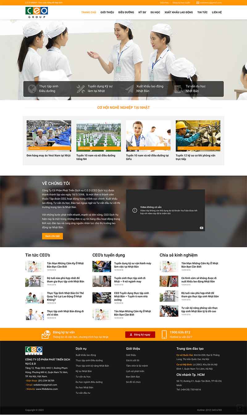 Theme WordPress Website Công Ty Xuất Khẩu Lao Động 3