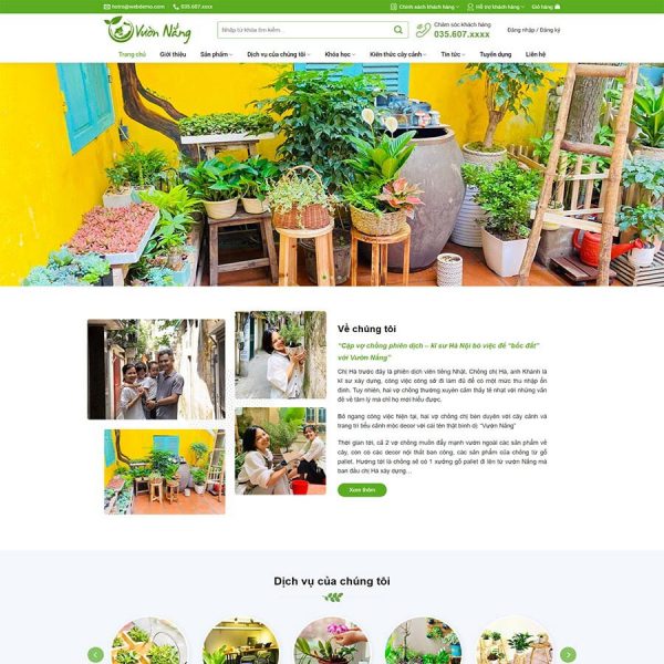 Theme Wordpress mẫu website bán cây xanh tiểu cảnh