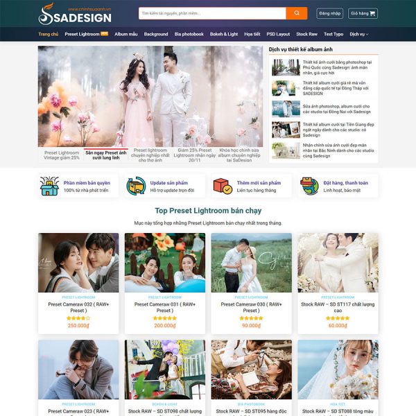 Mẫu website bán tài nguyên thiết kế đồ họa