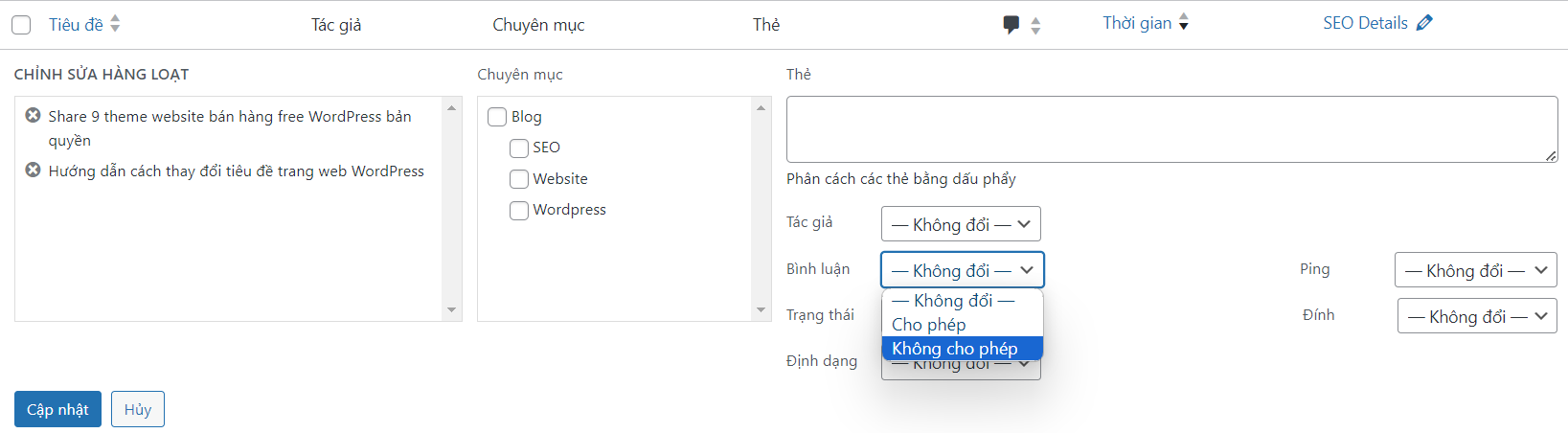 tắt comment trong wordpress