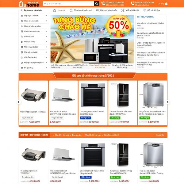 Theme Wordpress Website bán bếp từ