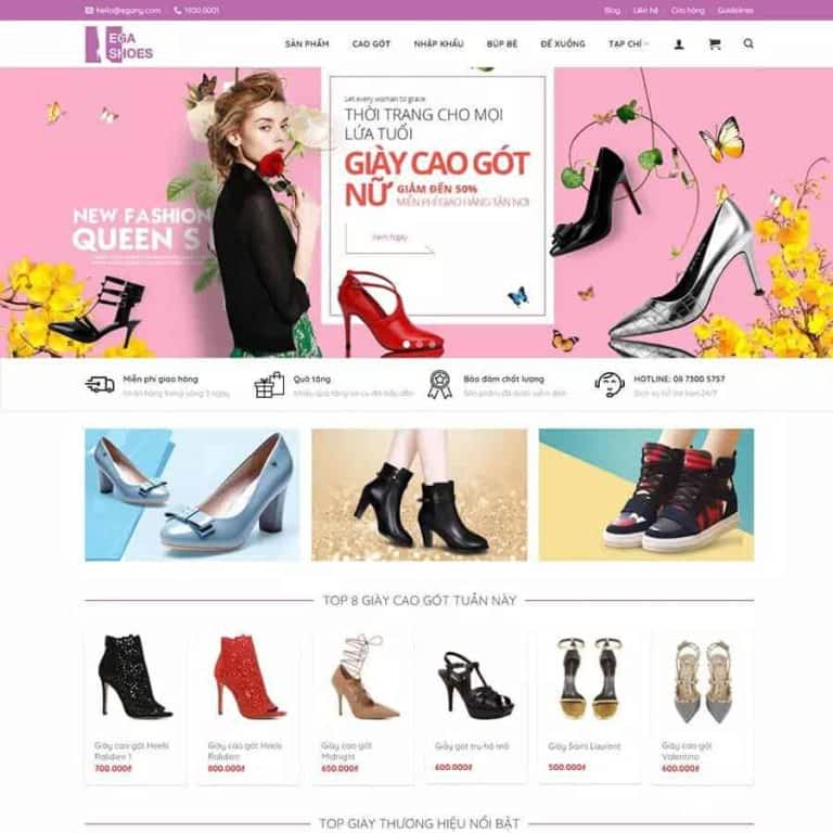 Theme WordPress Website bán giày nữ, thời trang