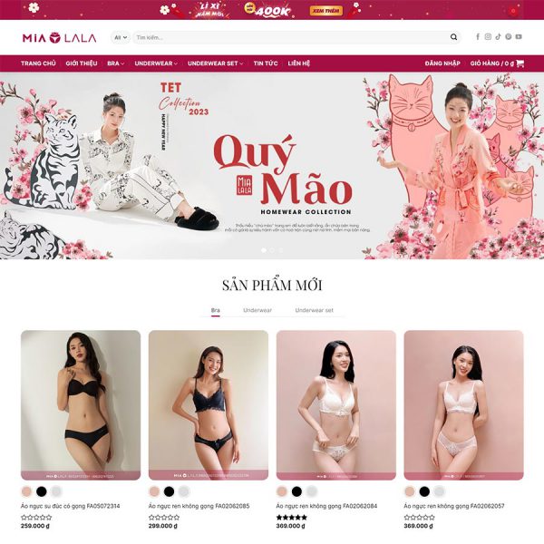 Mẫu website cửa hàng bán quần áo lót nội y