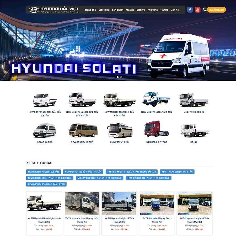 Theme WordPress bán ô tô Hyundai