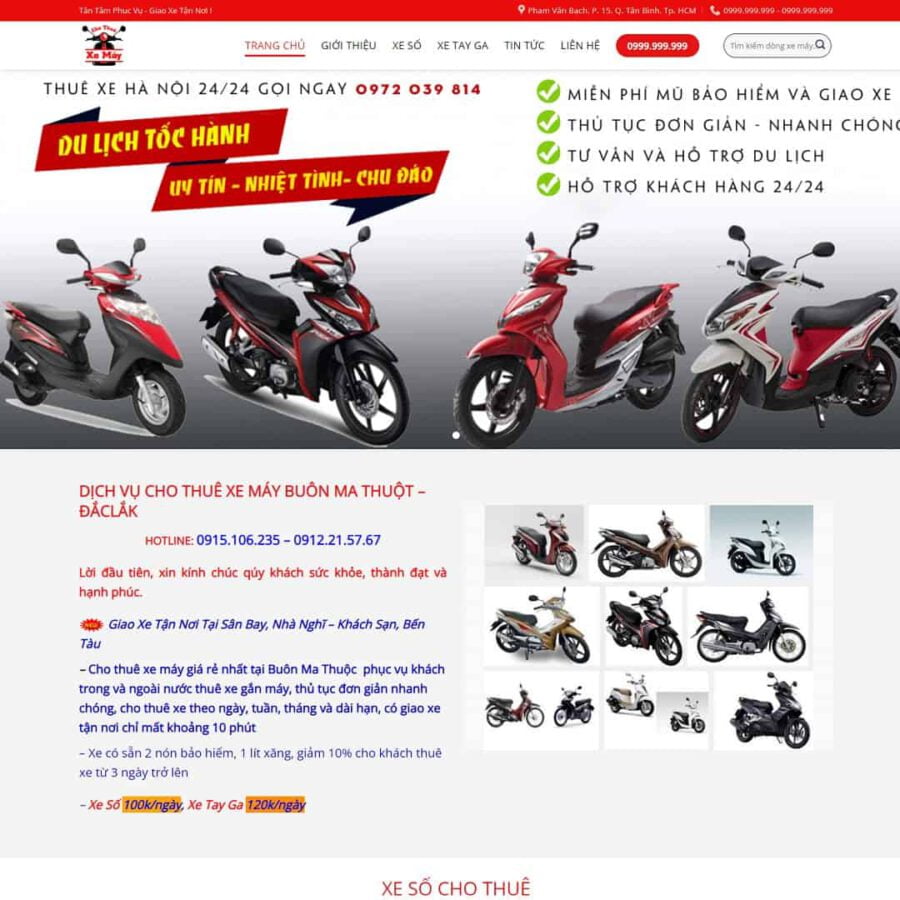 theme wordpress Website dịch vụ cho thuê xe máy