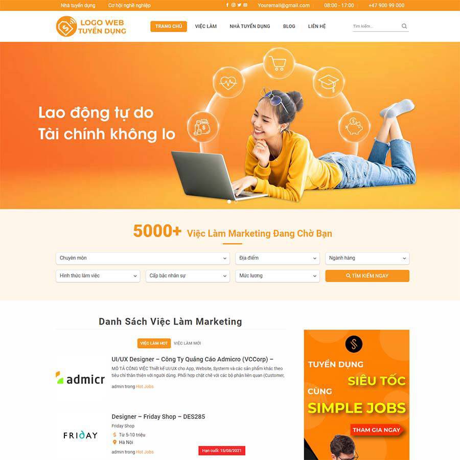 theme wordpress tuyển dụng việc làm 02