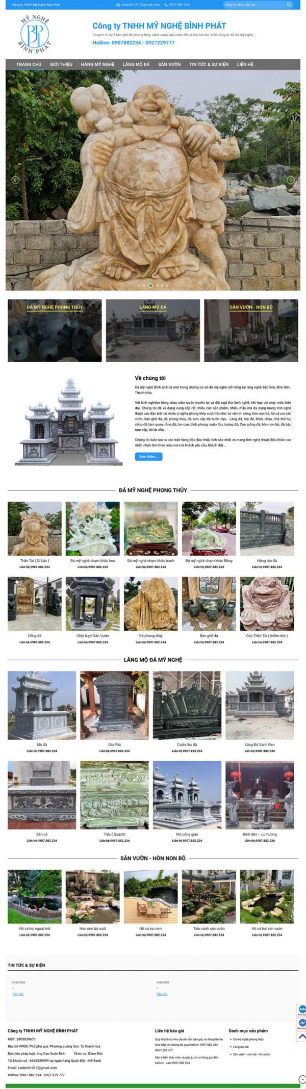 Theme wordpress website cửa hàng đá mỹ nghệ