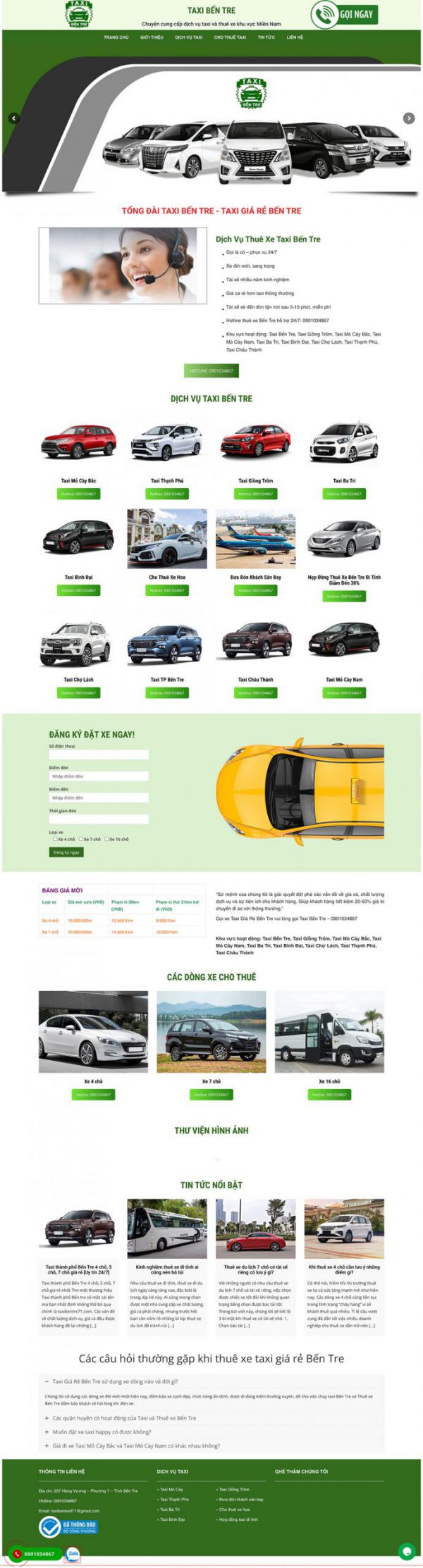 Theme wordpress website thuê xe taxi