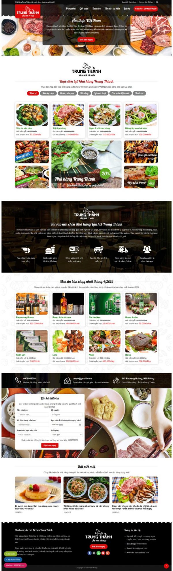 Theme WordPress Website nhà hàng, ẩm thực Việt