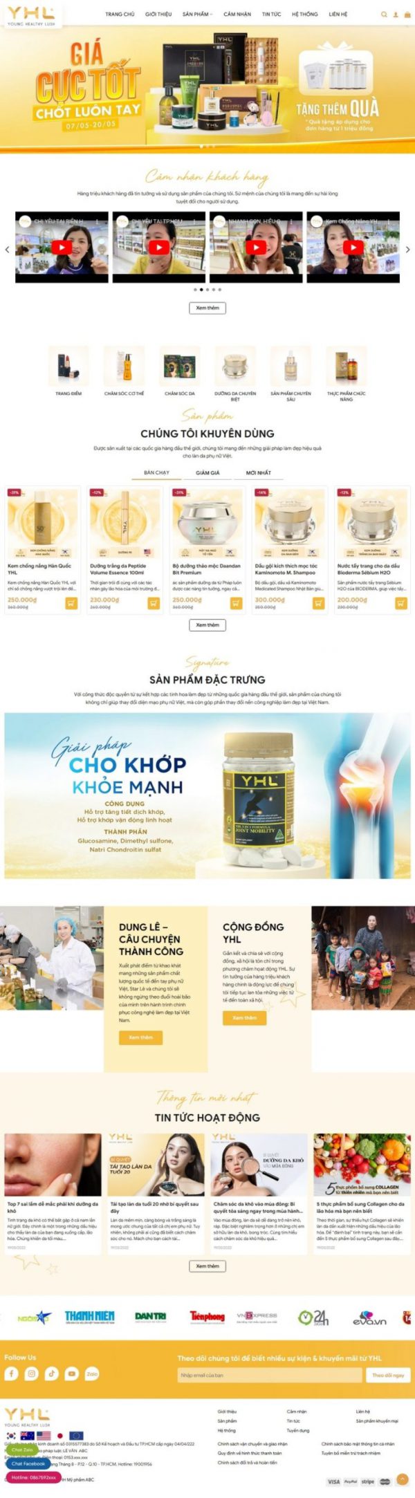 Theme WordPress Website bán sản phẩm chăm sóc da