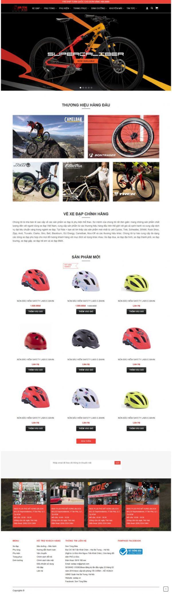 Theme Wordpress Website bán phụ kiện xe đạp chất lượng cao