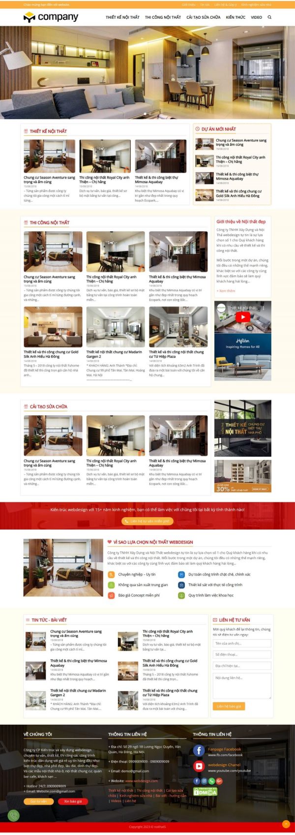 Theme WordPress Website giới thiệu công ty thiết kế, thi công nội thất