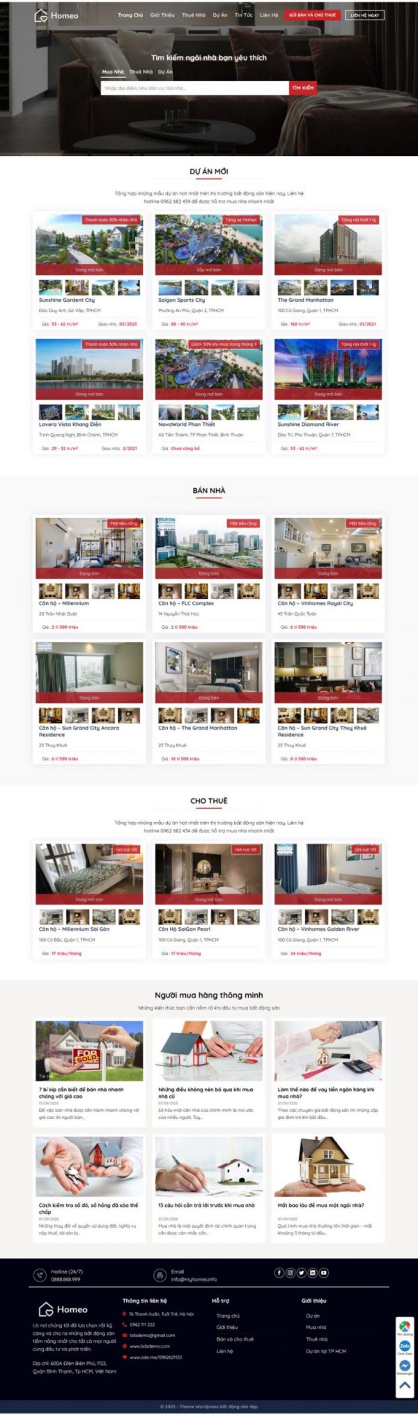 Theme WordPress Website giới thiệu dự án bất động sản