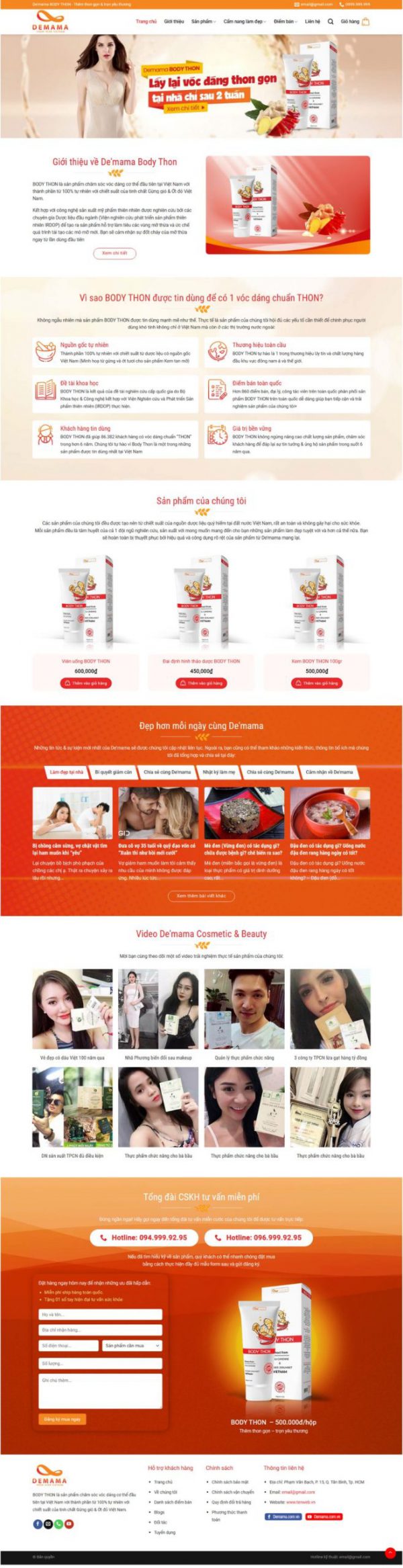 Theme WordPress Website bán sản phẩm hỗ trợ body thon gọn