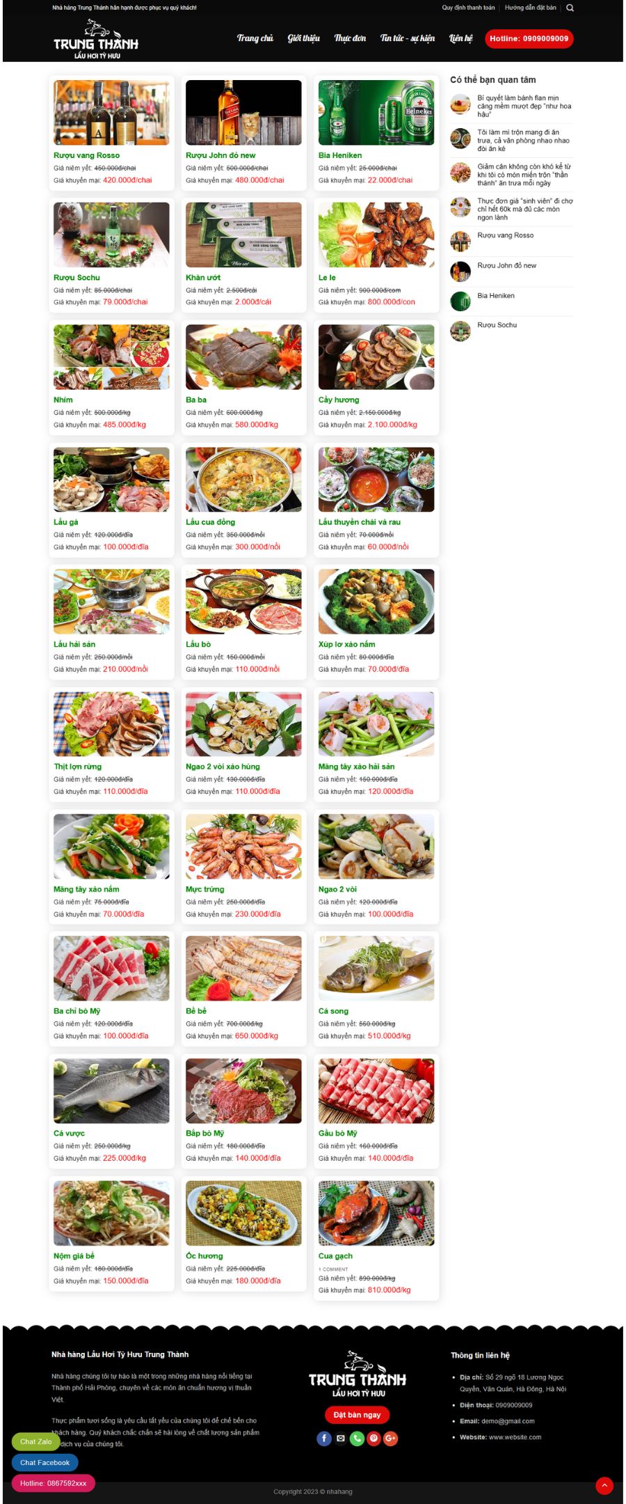 Theme WordPress Website nhà hàng, ăn uống
