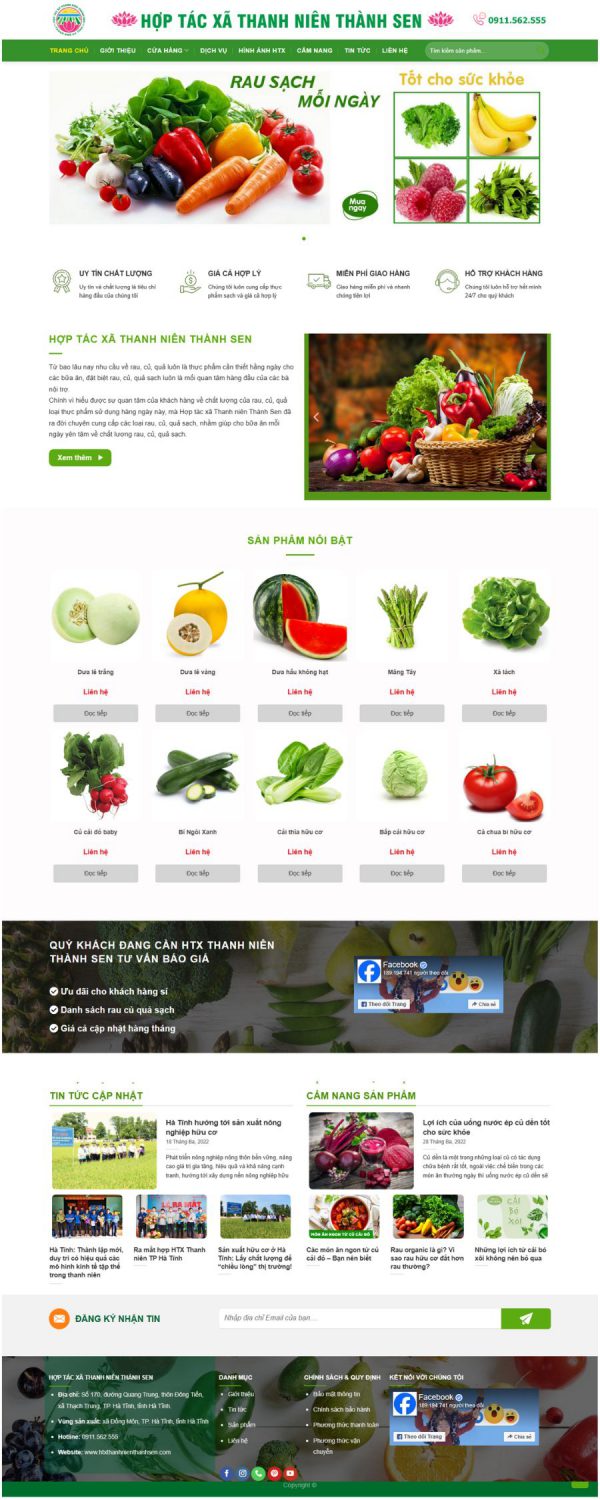 Theme WordPress Website cửa hàng nông sản rau sạch