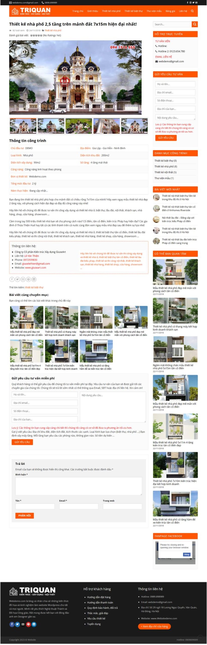 Theme WordPress Website công ty thiết kế kiến trúc, nội thất