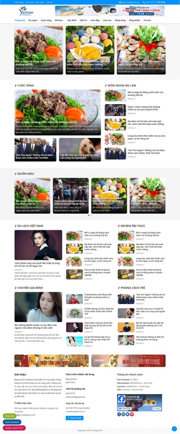 Theme Wordpress Website vẻ đẹp Việt Nam