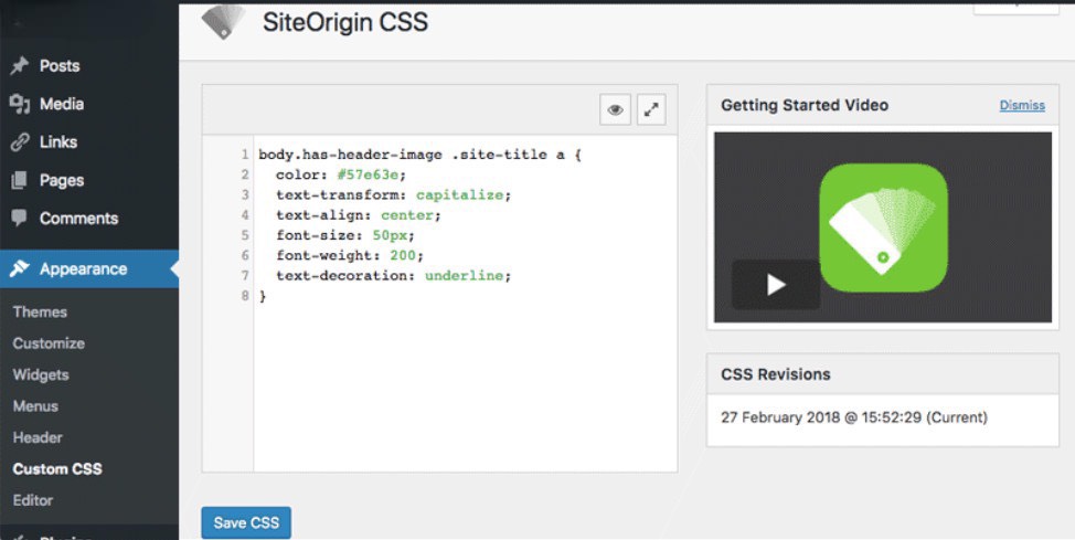 Cài đặt Site Origin CSS
