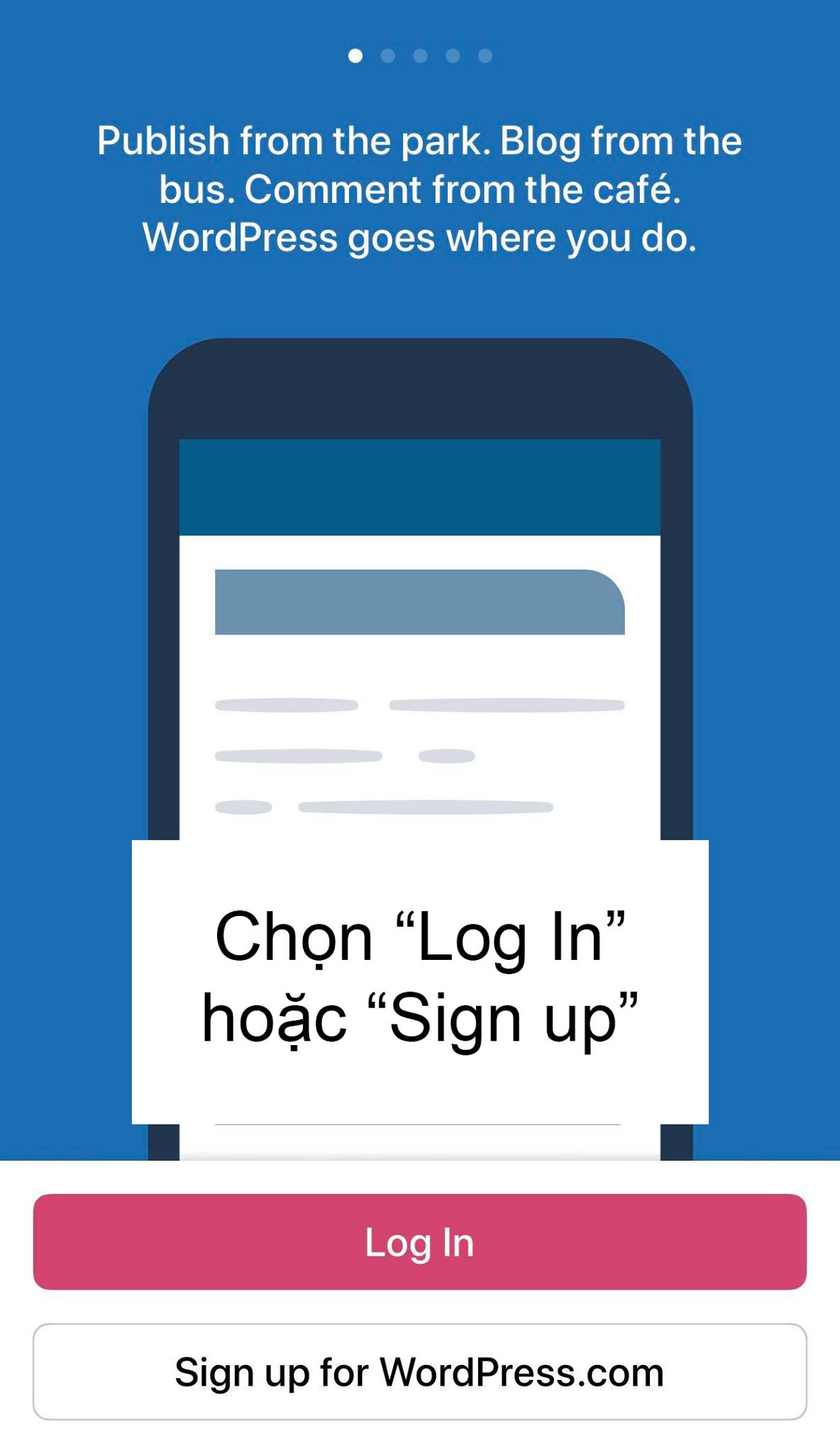 Chọn log in hoặc sign up